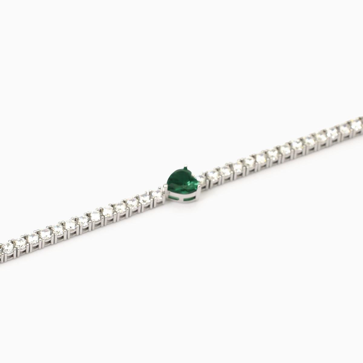 Bracciale tennis con smeraldo sintetico TENNIS CLUB