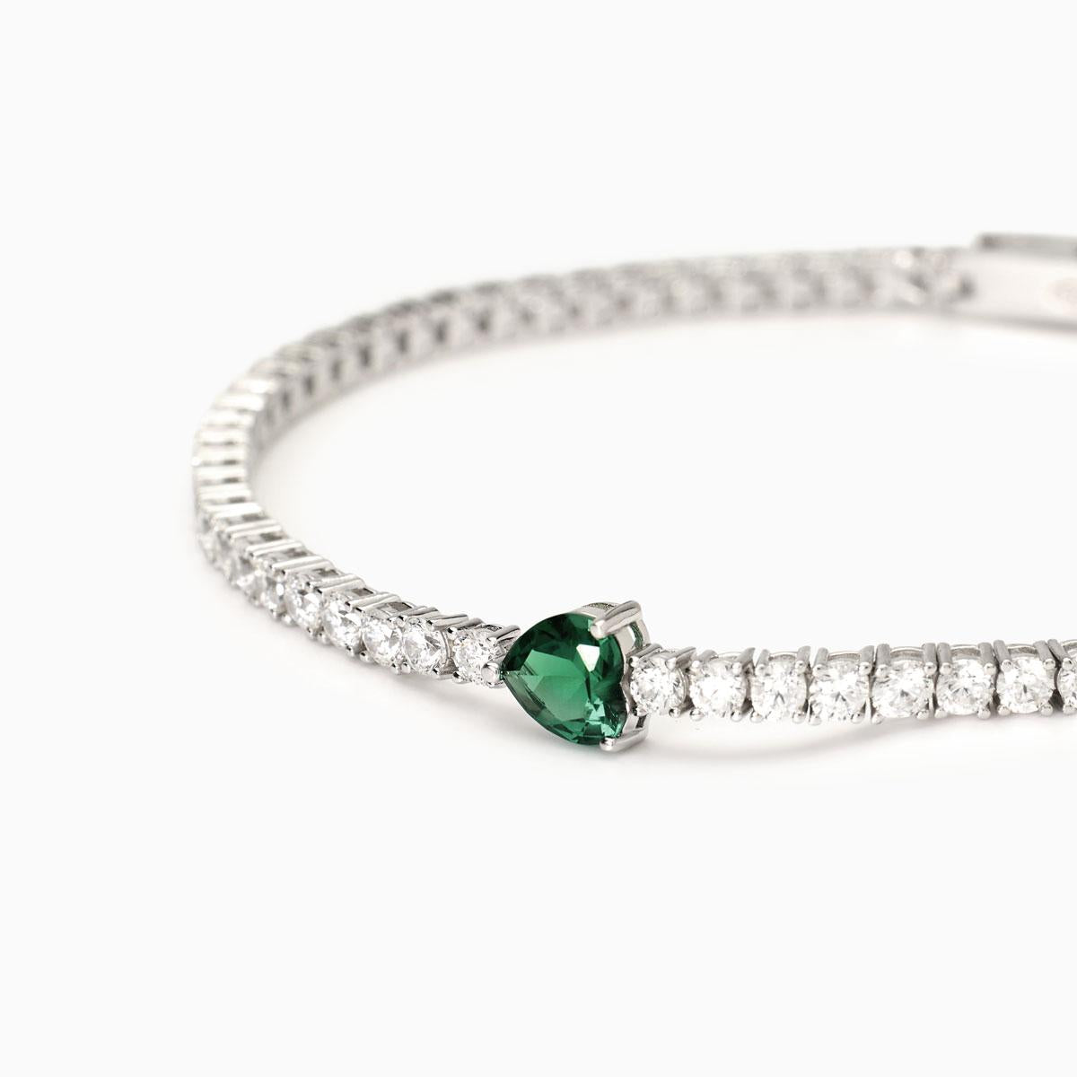 Bracciale tennis con smeraldo sintetico TENNIS CLUB