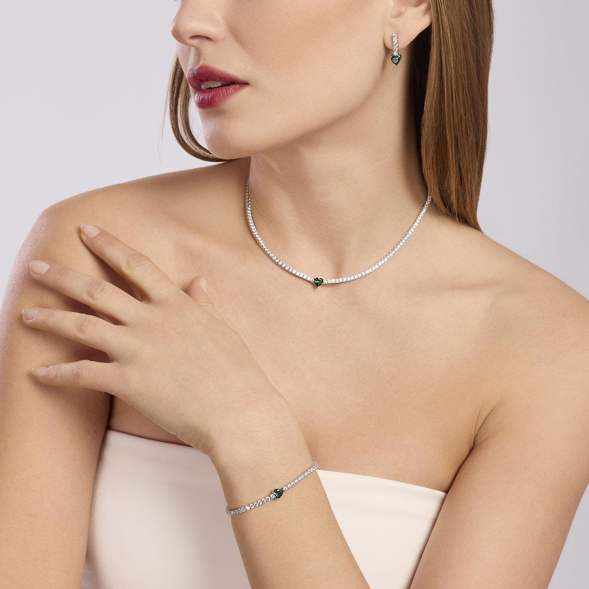 Bracciale tennis con zaffiro sintetico a cuore TENNIS CLUB