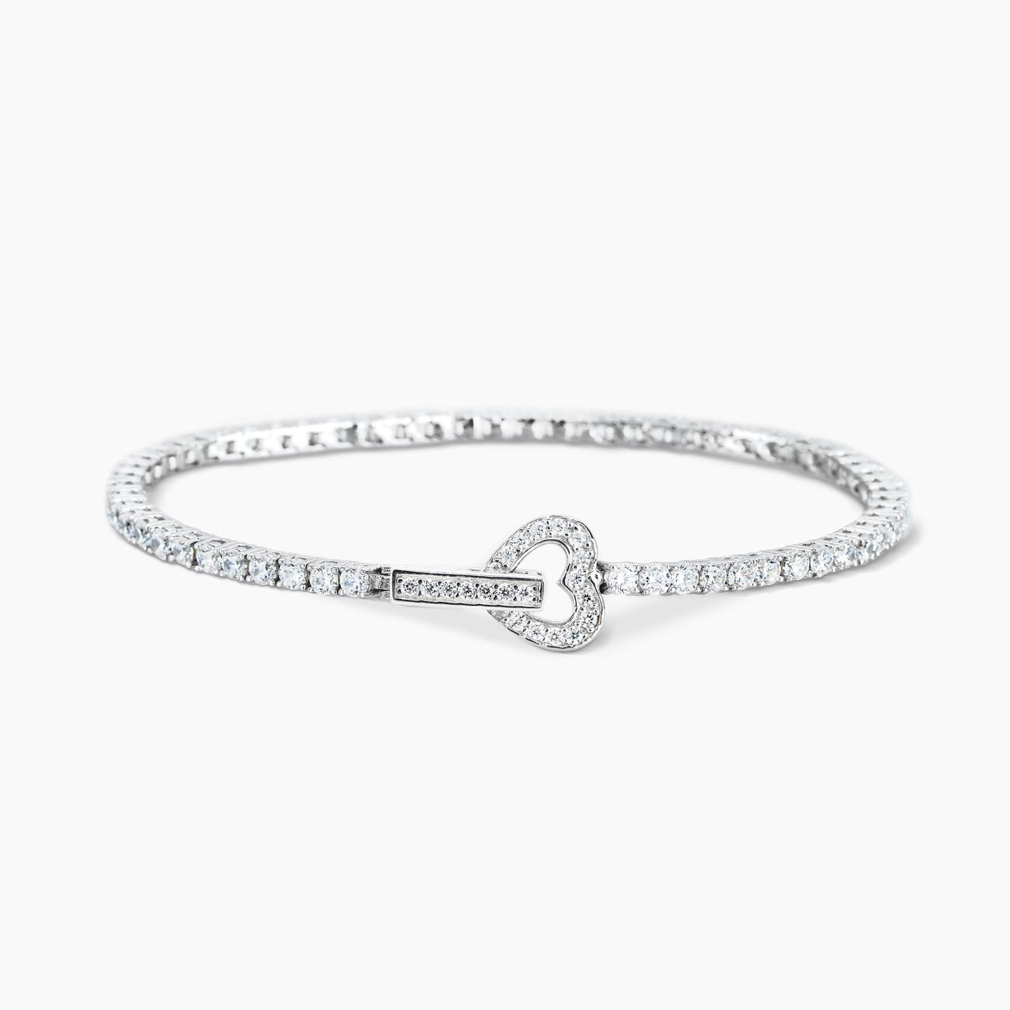 Bracciale tennis con zirconi e chiusura cuore TENNIS CLUB