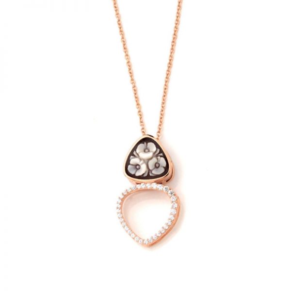 Collana con Ciondoli con Cameo e Zirconi
