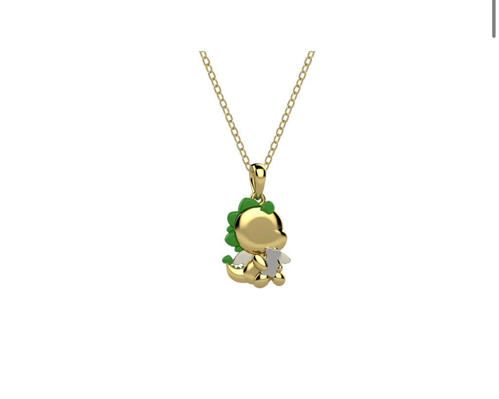 Pendete Draghetto del Cuore Verde in Argento 925