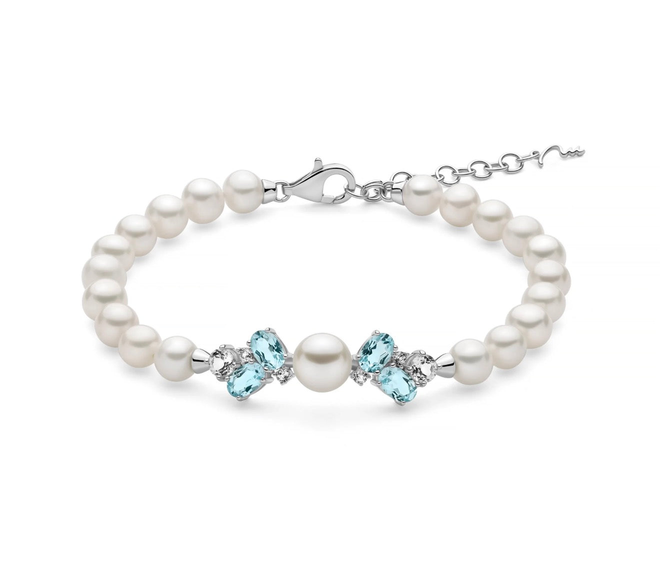 Bracciale di perle Oriente con centrale perla e topazi