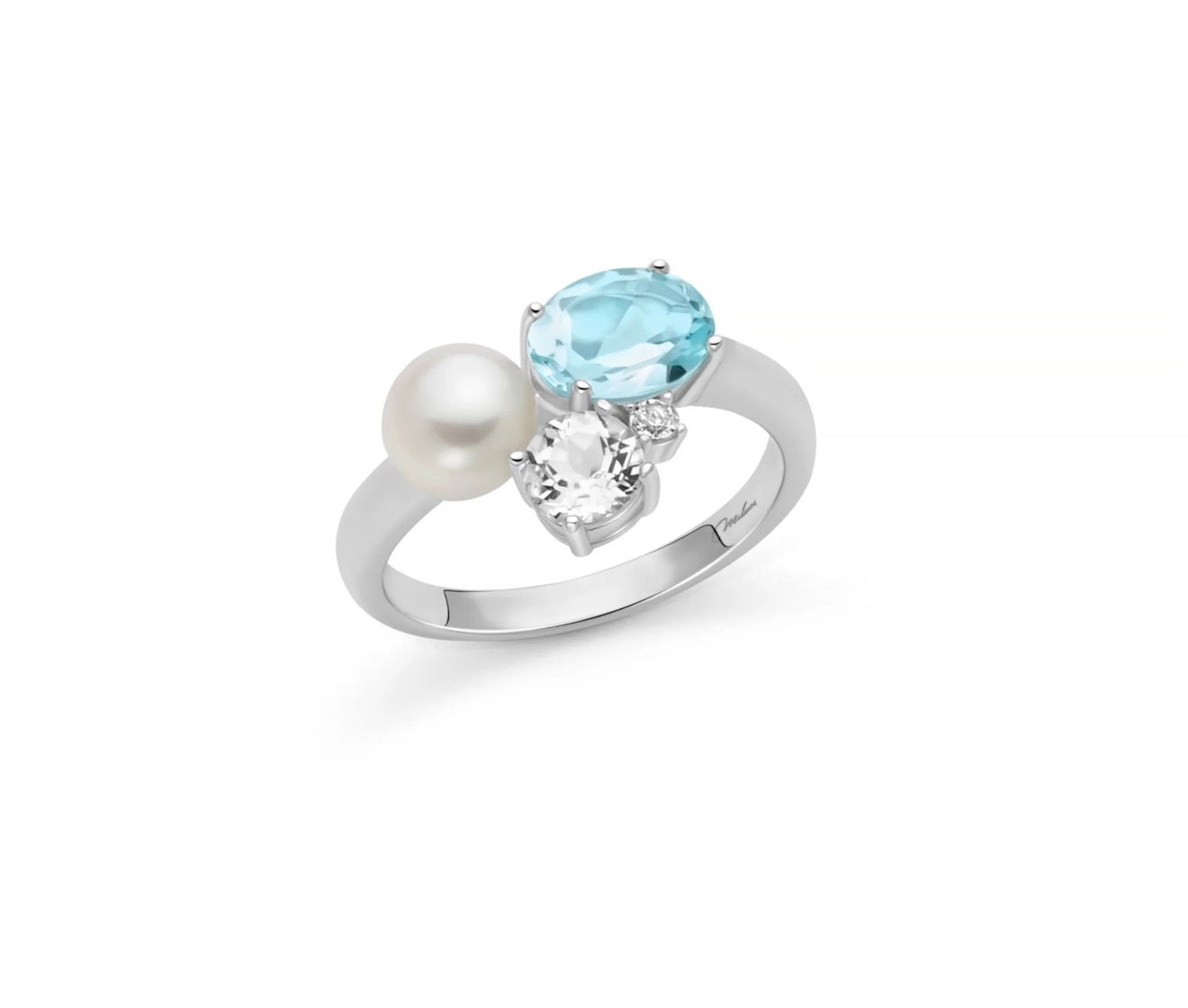Anello Celestia perla e topazi
