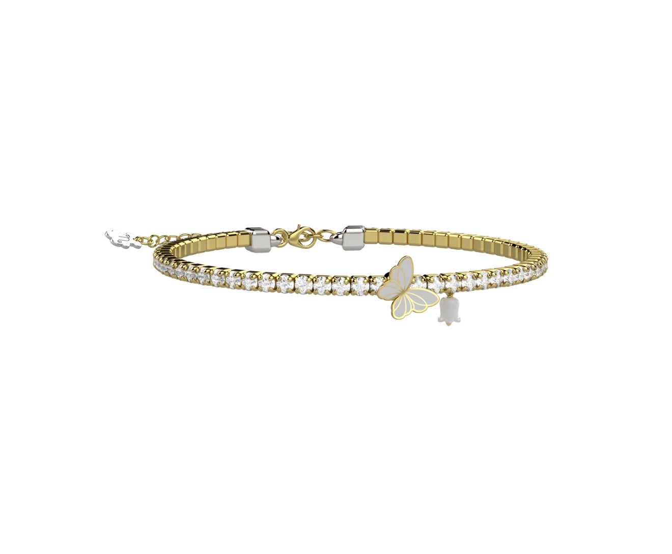 Copia Bracciale Tennis Mamma/Figlia Argento 925 con pietre bianche