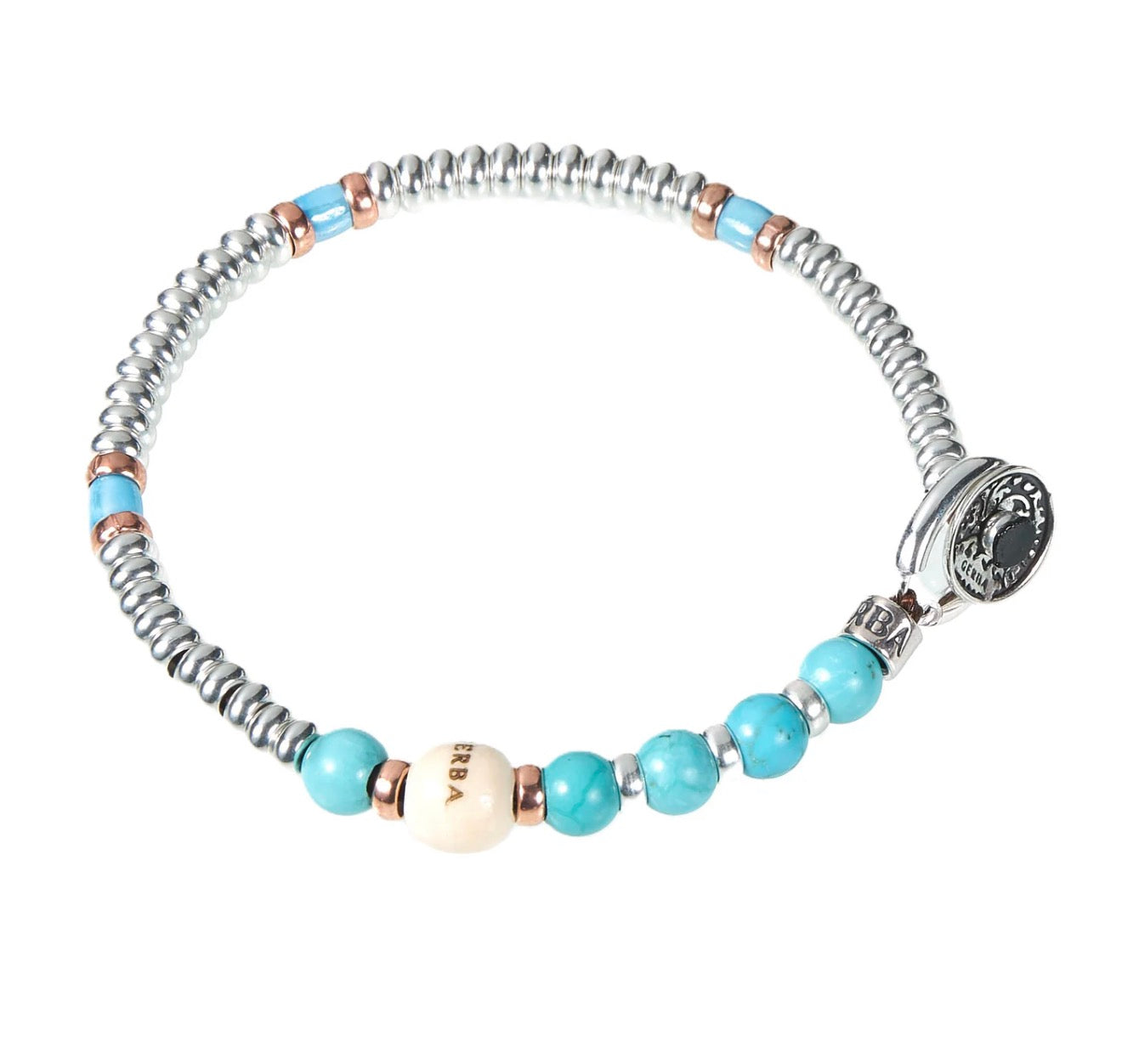 Bracciale Gerba Mon Amour 19 Argento e perle pietra Turchese uomo