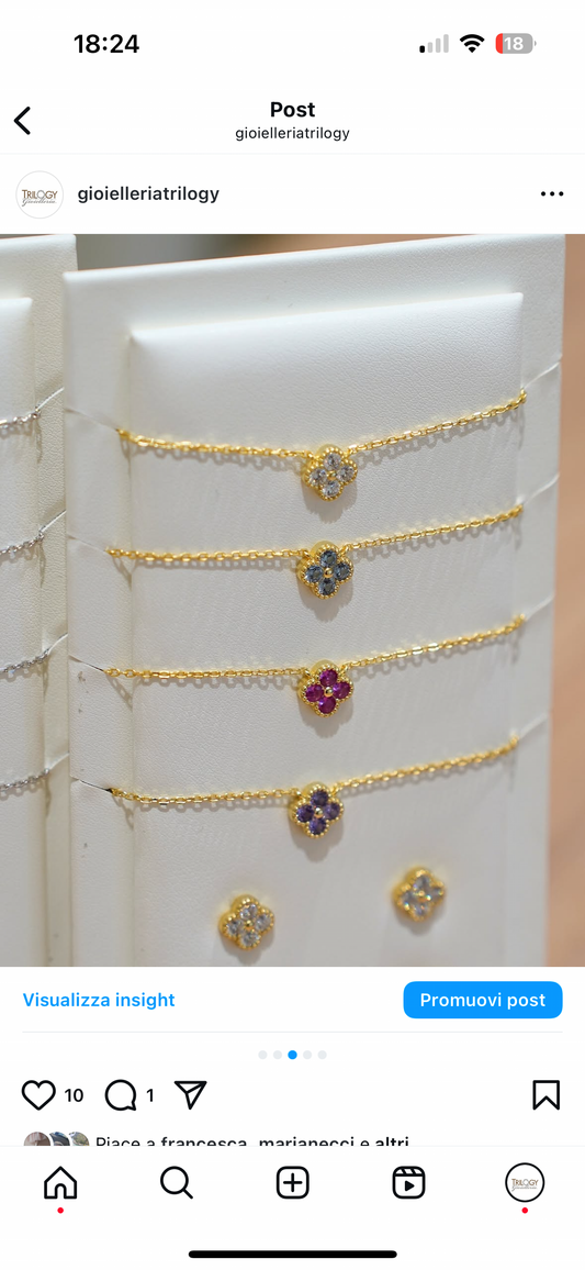 Collana Quadrifoglio Trilogy in Argento