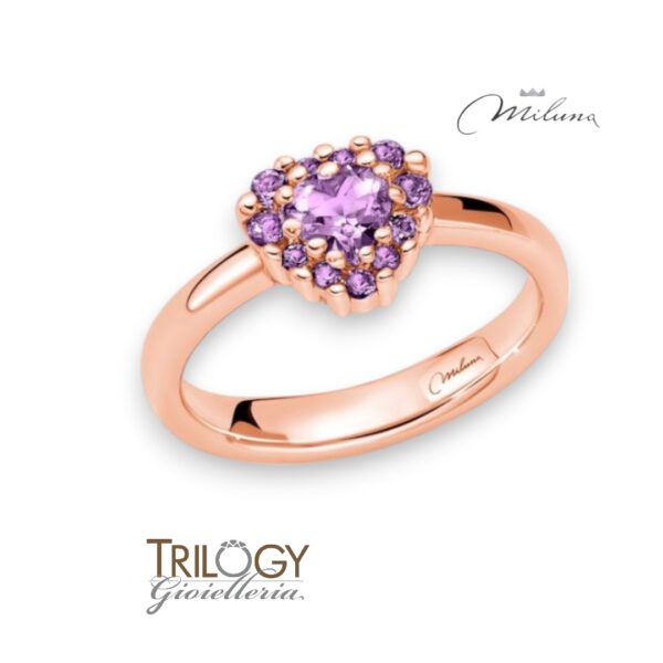 Anello Cuore Miluna Ametista