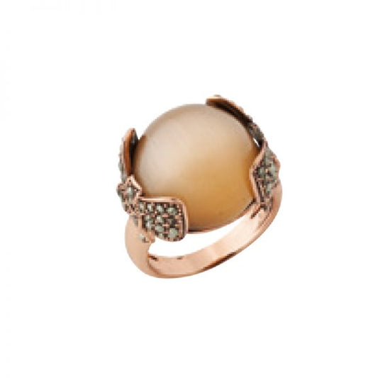 Anello Argento placcato Oro 18K rosa anticato