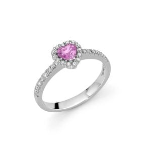 Anello con Zaffiro rosa a cuore Miluna