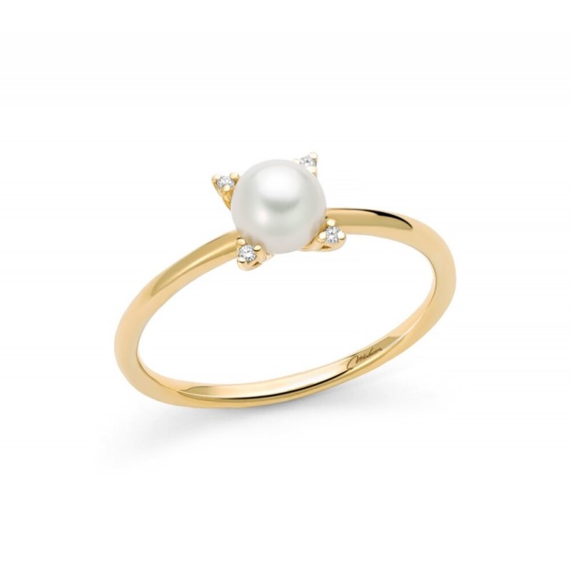 Anello Miluna con perla e diamanti oro 375
