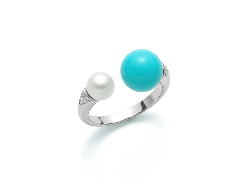 Anello Miluna con Perla e Turchese Terra e Mare