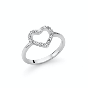 Anello a cuore con diamanti naturali e argento Miluna