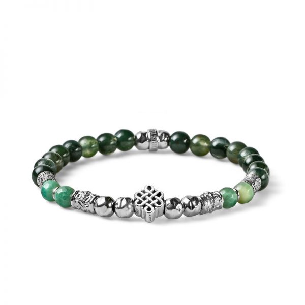 BRACCIALE ARGENTO ELASTICO ETERNITY AGATA MUSCHIATA E CIONDOLO