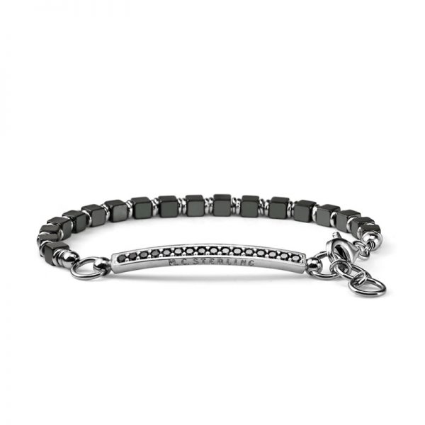 BRACCIALE UOMO CON PIETRA EMATITE ARGENTO E CRYSTAL BLACK