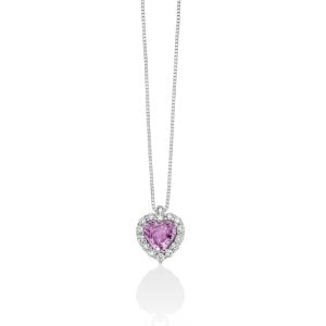 Collana con zaffiro rosa a cuore Miluna