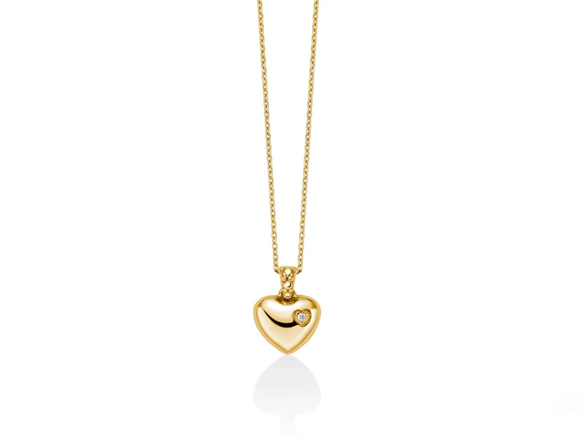 Collana Miluna con cuore e diamante oro 375