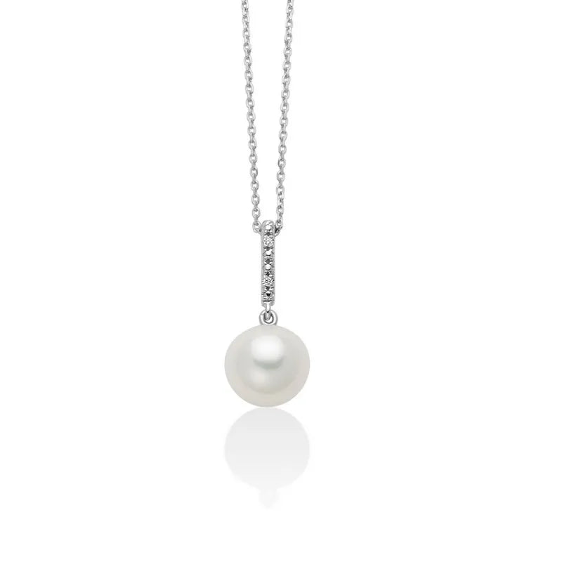 Collana Miluna con perla Oriente e diamanti in oro bianco 375