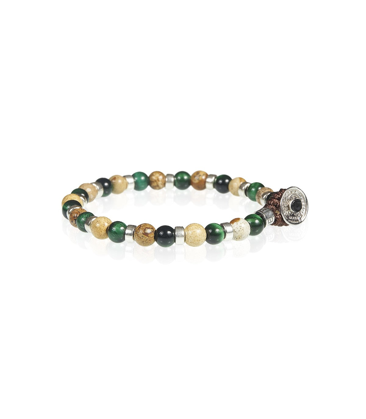 Bracciale Gerba Uomo con Paesina, Occhio di Tigre Verde 135