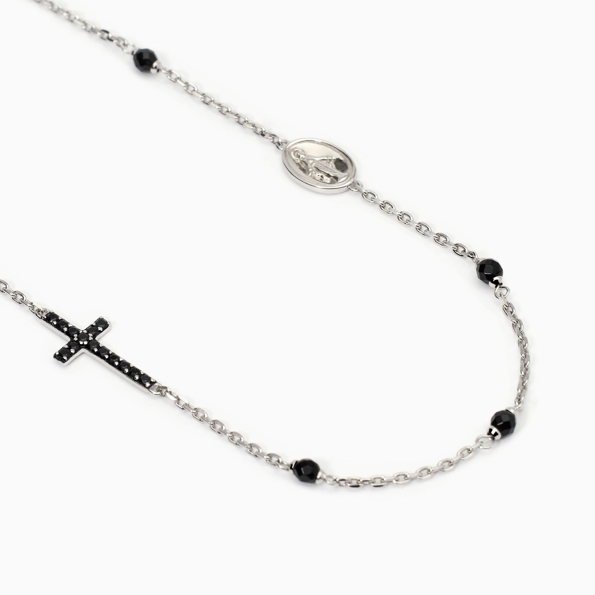 Collana uomo in argento con croce e Madonnina MYSTICAL