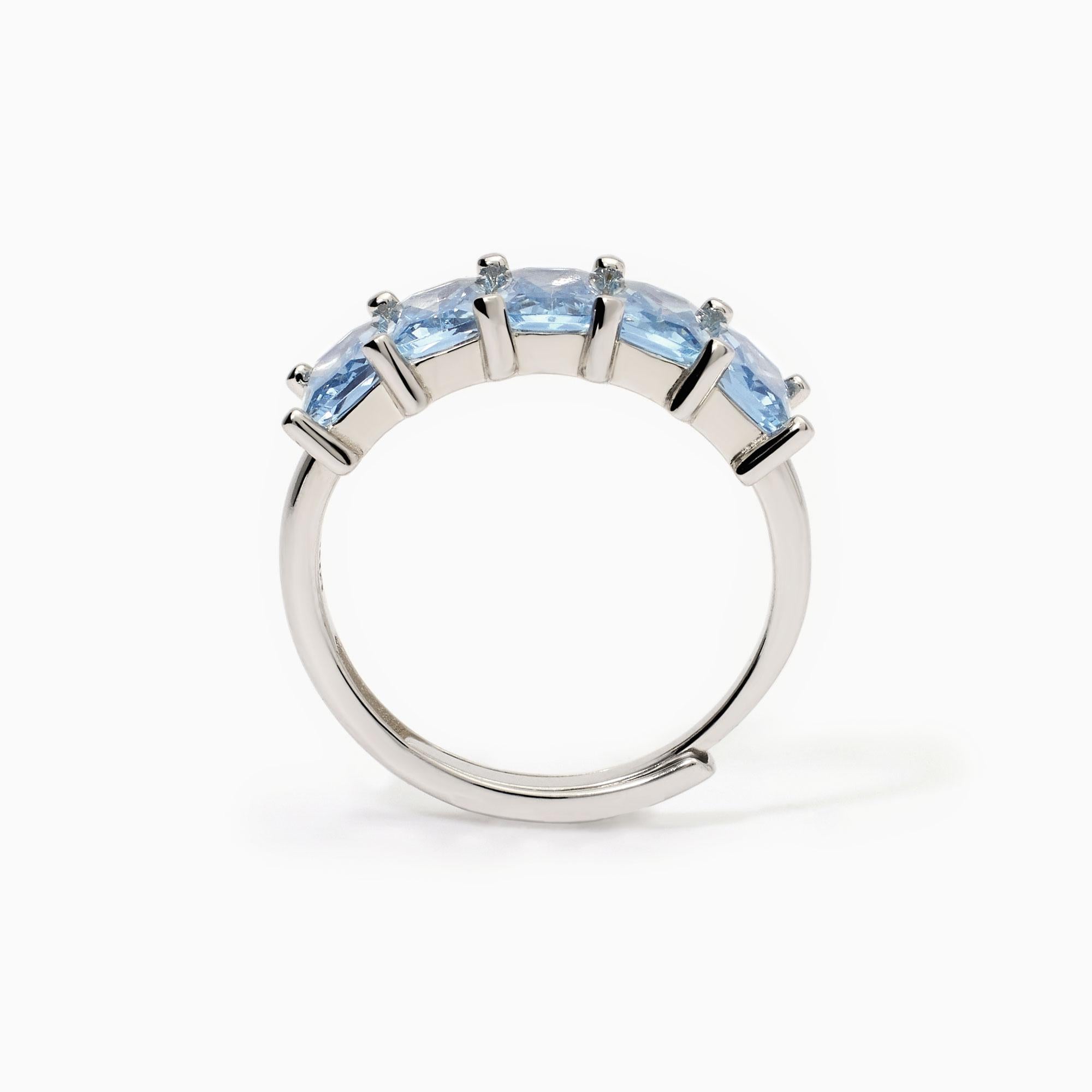 Anello donna in argento con acquamarine sintetiche VALENTINA
