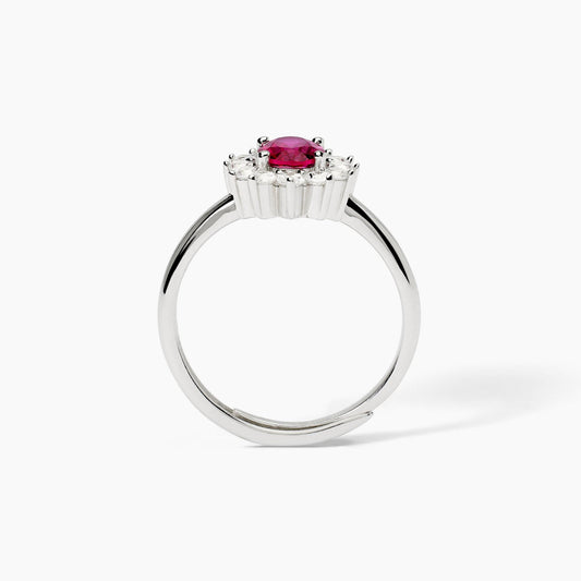 Anello in argento con rubino sintetico ovale
