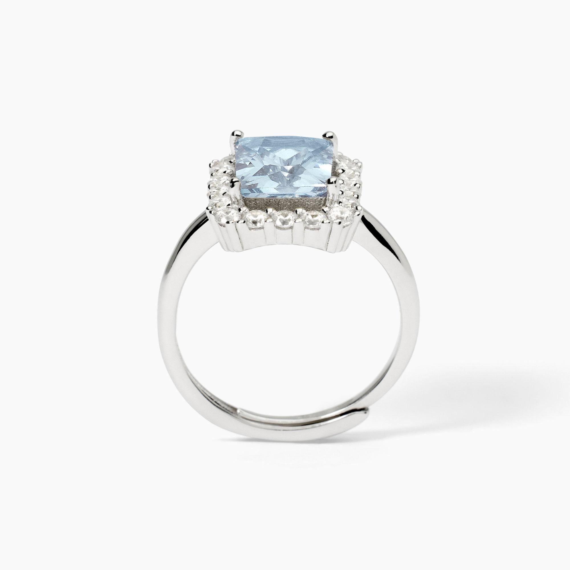 Anello in argento con acquamarina sintetica DESIDERIO INFINITO