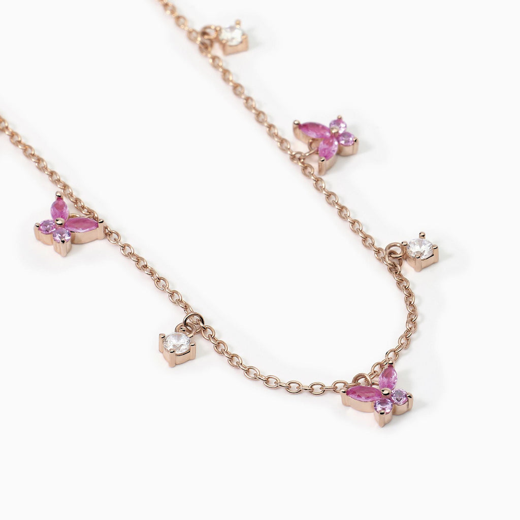 Girocollo in argento rosato con zirconi rosa e bianchi SECRET GARDEN