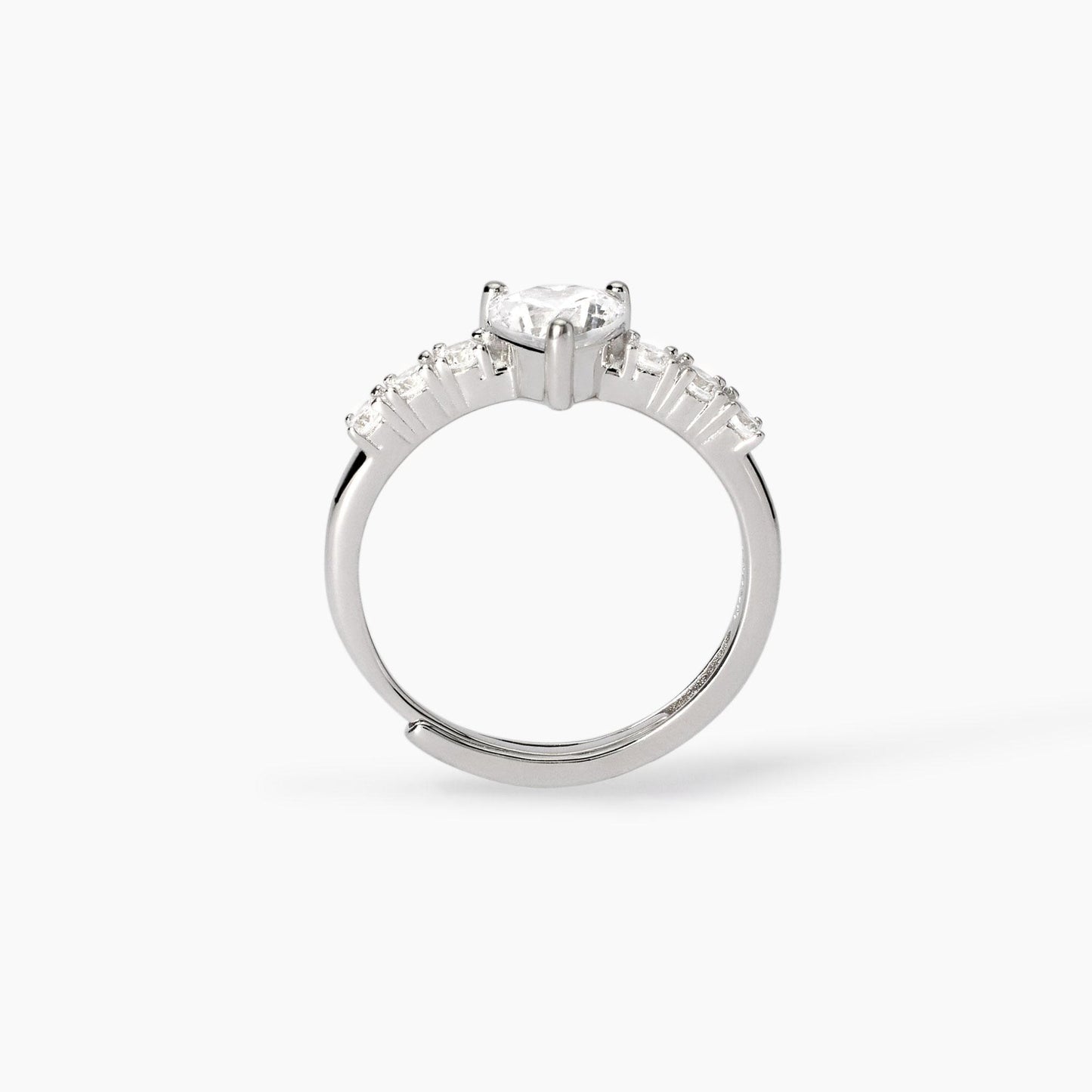 Anello regolabile con cuore in zirconi ROUGE