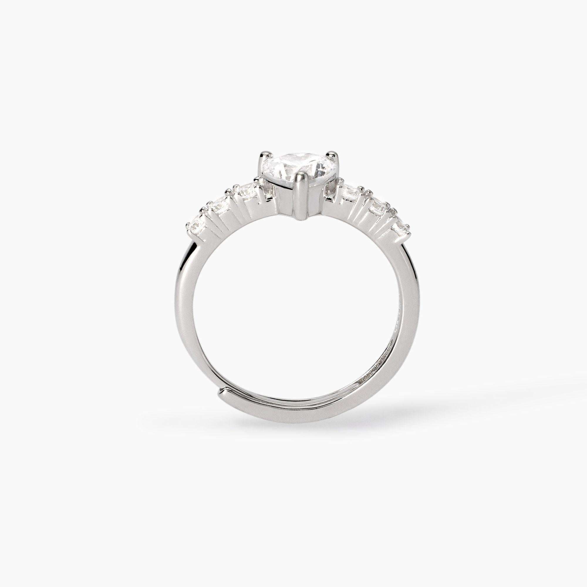 Anello regolabile con cuore in zirconi ROUGE