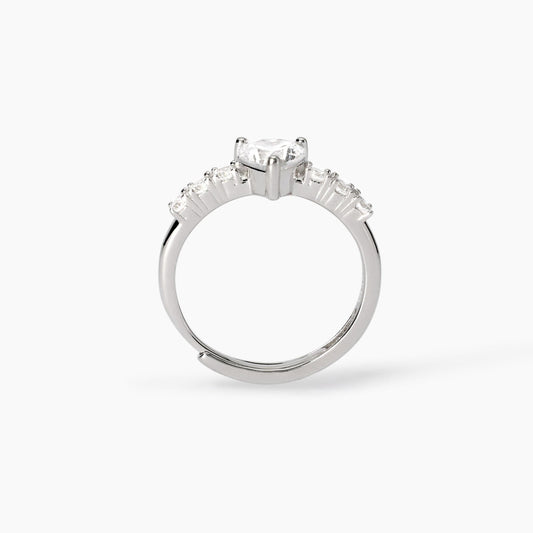 Anello regolabile con cuore in zirconi ROUGE