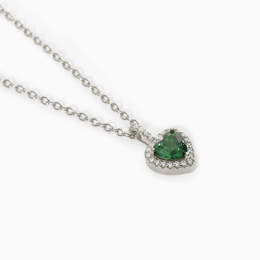 Girocollo in argento con smeraldo sintetico taglio cuore LOVE AFFAIR