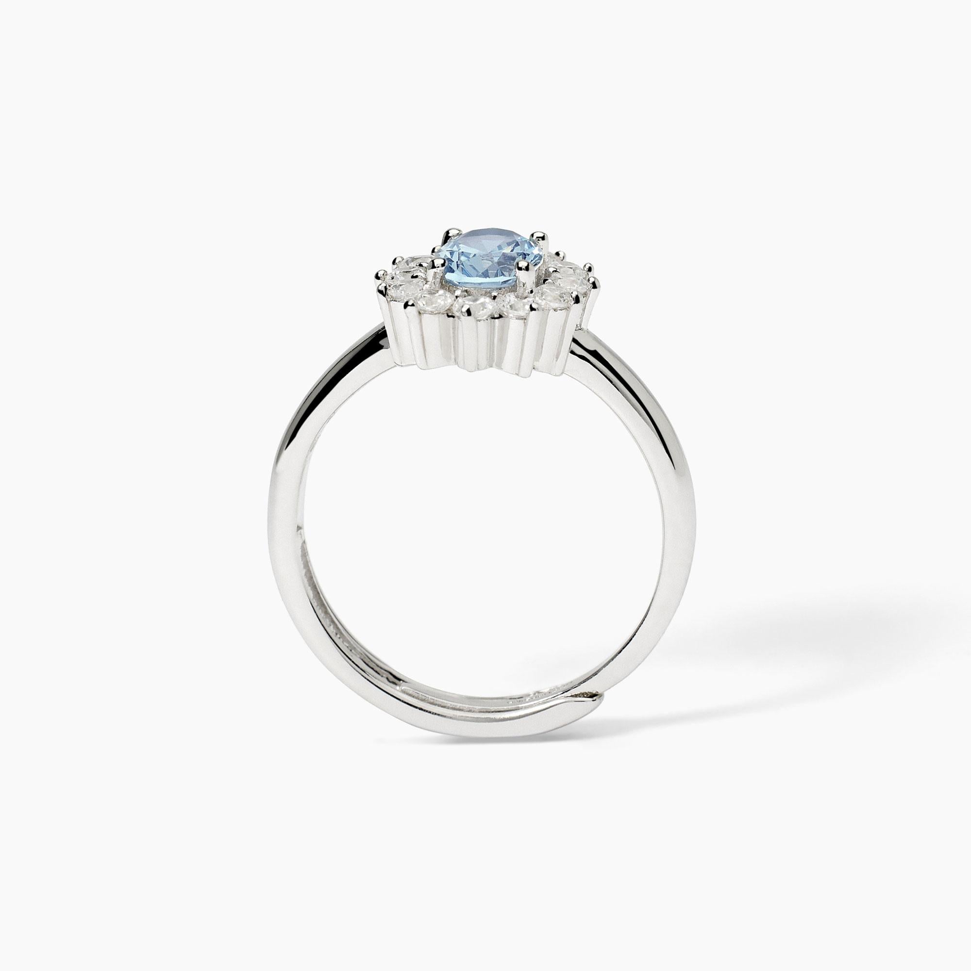 Anello in argento con acquamarina sintetica ovale