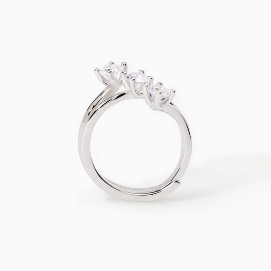 Anello in argento con tre punti luce TRILOGY