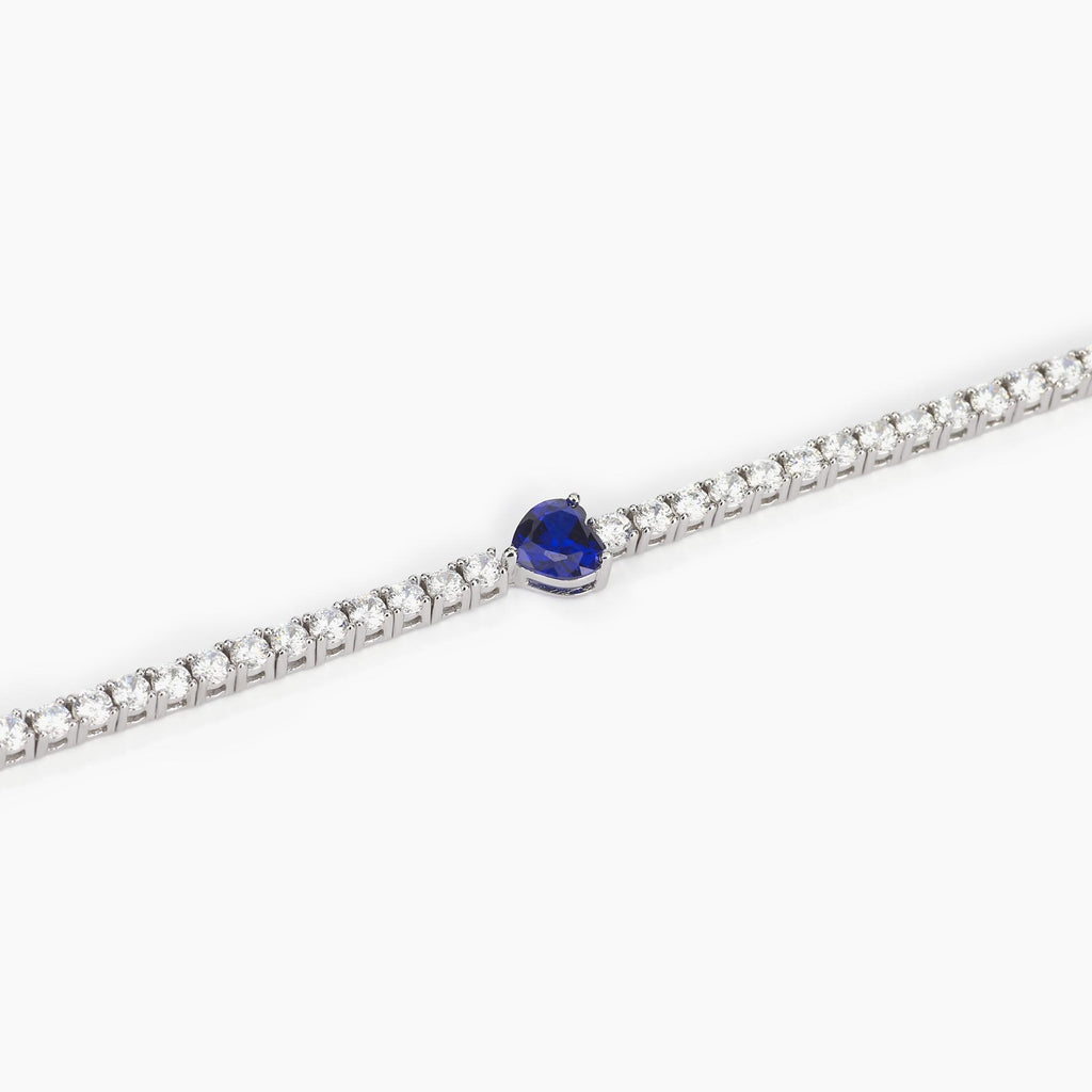 Bracciale tennis con zaffiro sintetico a cuore TENNIS CLUB