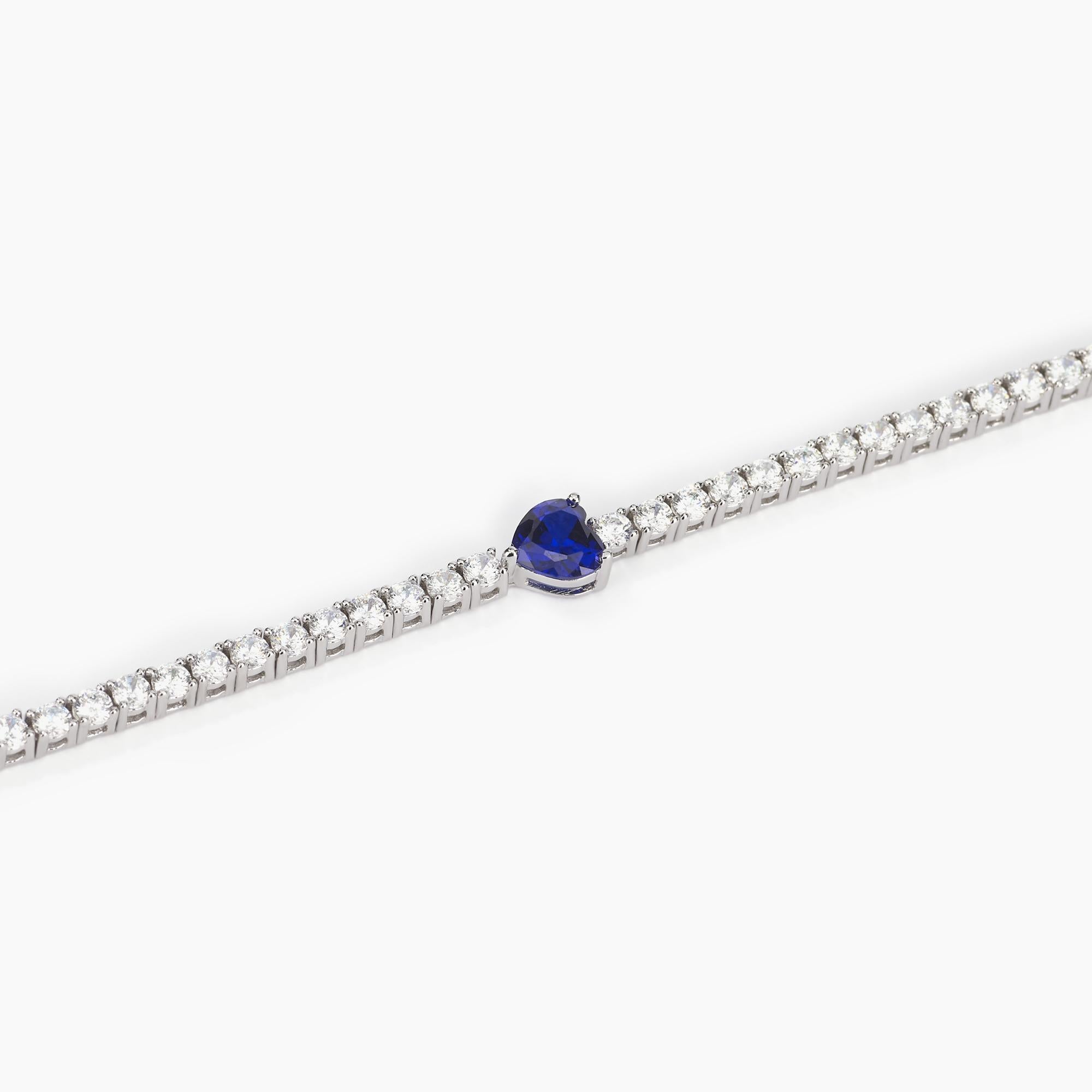 Bracciale tennis con zaffiro sintetico a cuore TENNIS CLUB