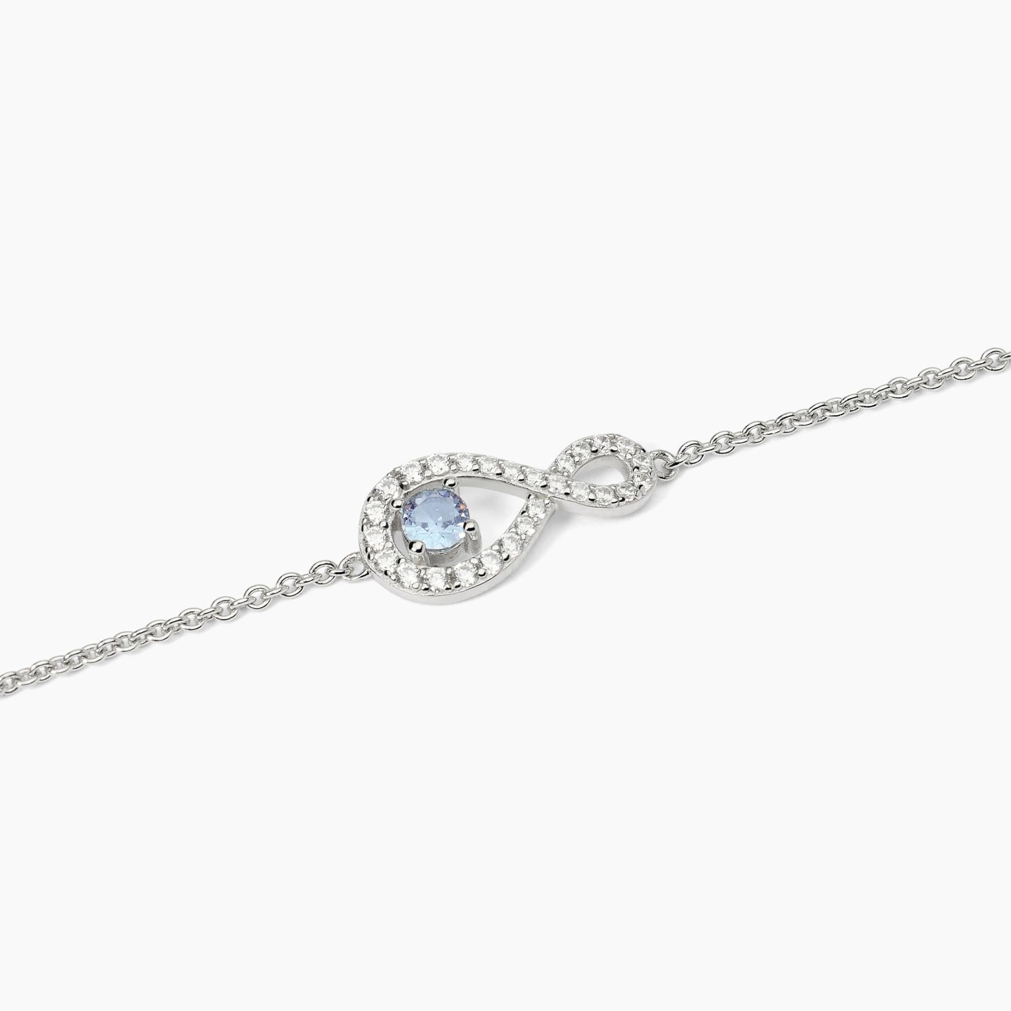 Bracciale in argento rodiato con catena forzatina e infinito ENDLESS
