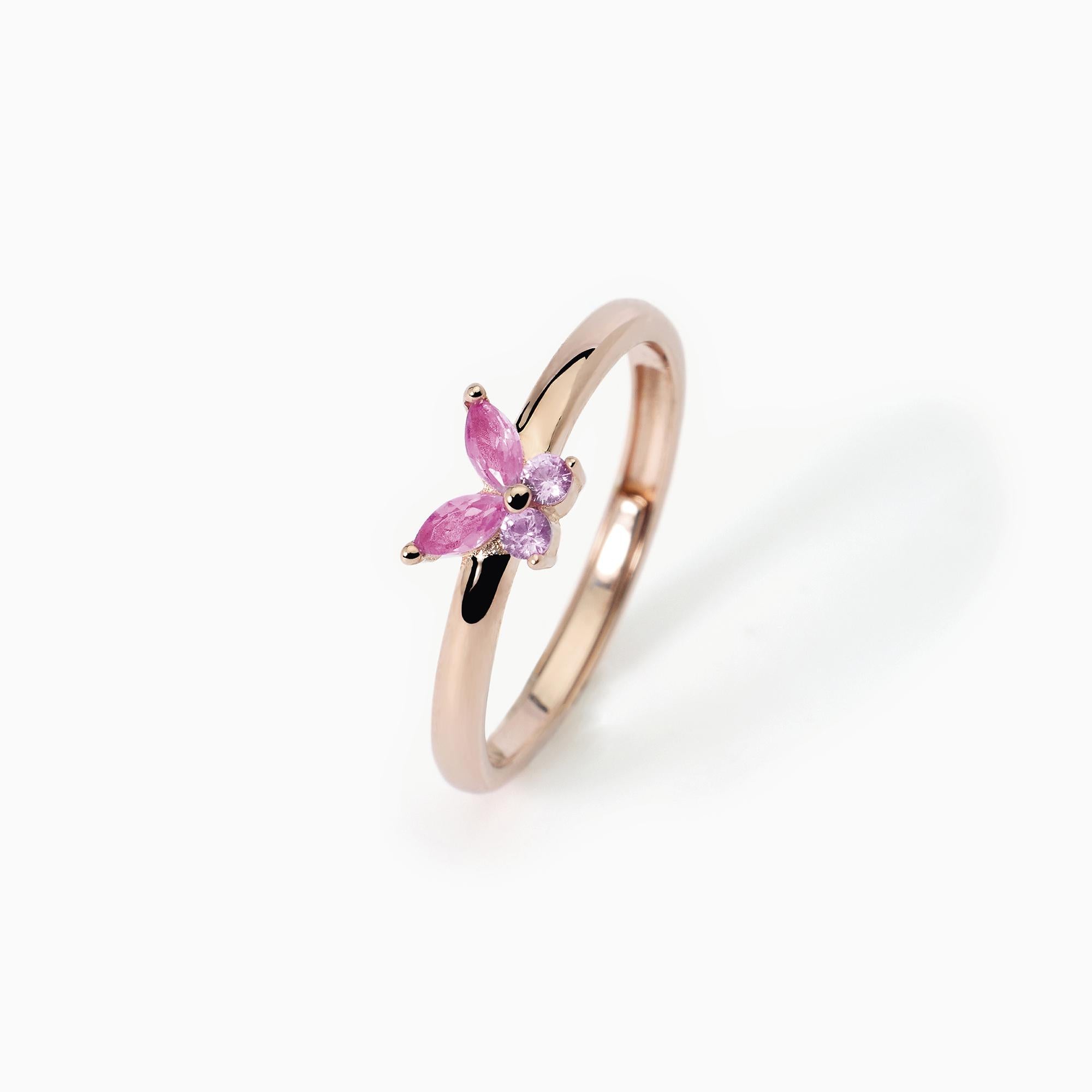Anello con zirconi rosa taglio marquise SECRET GARDEN