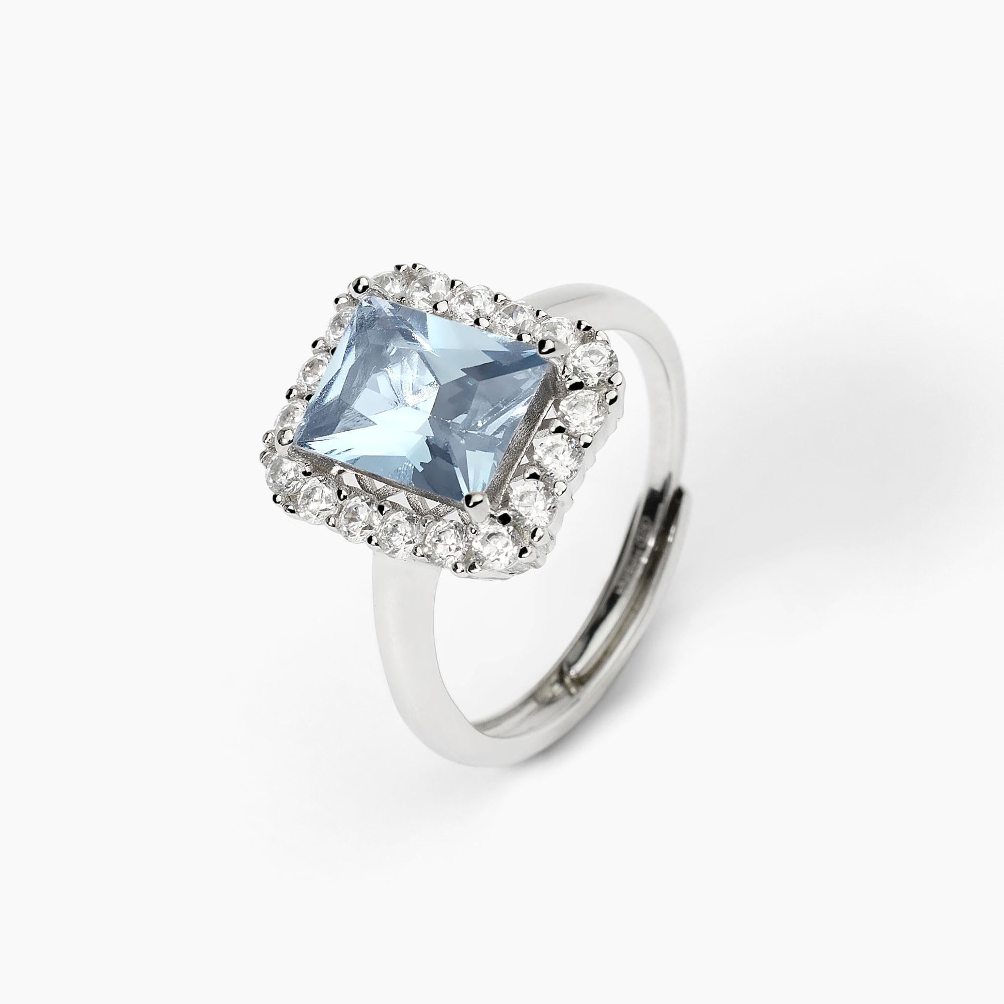 Anello in argento con acquamarina sintetica DESIDERIO INFINITO