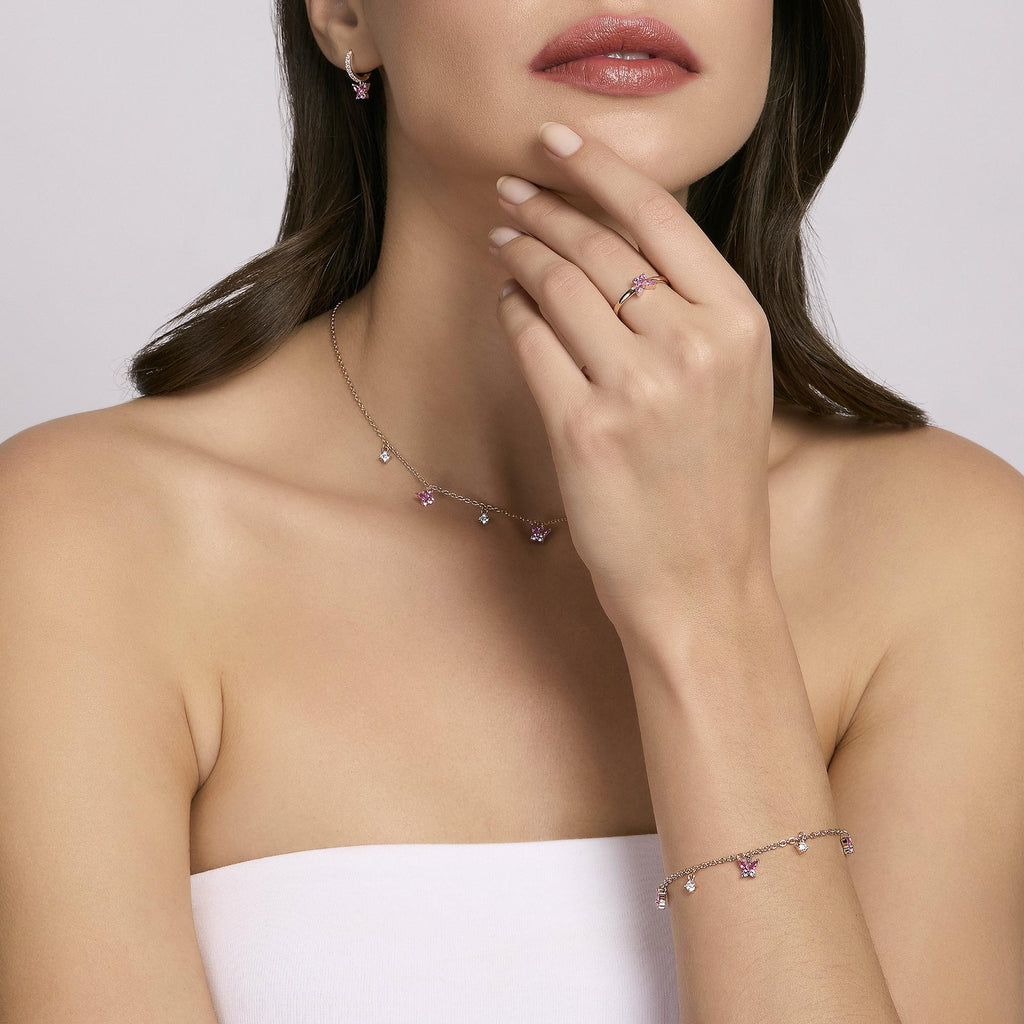 Bracciale con charm bianchi e rosa SECRET GARDEN