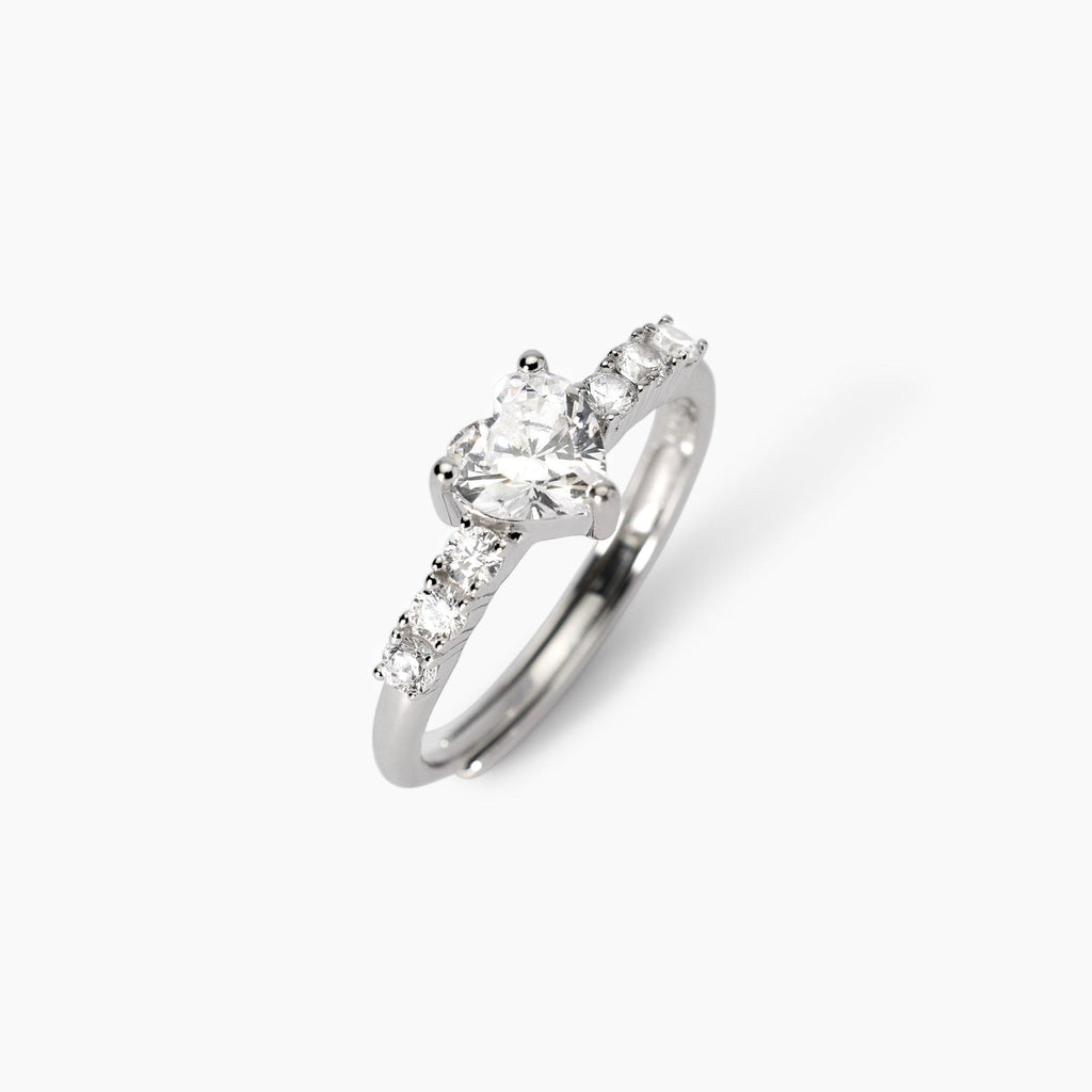 Anello regolabile con cuore in zirconi ROUGE