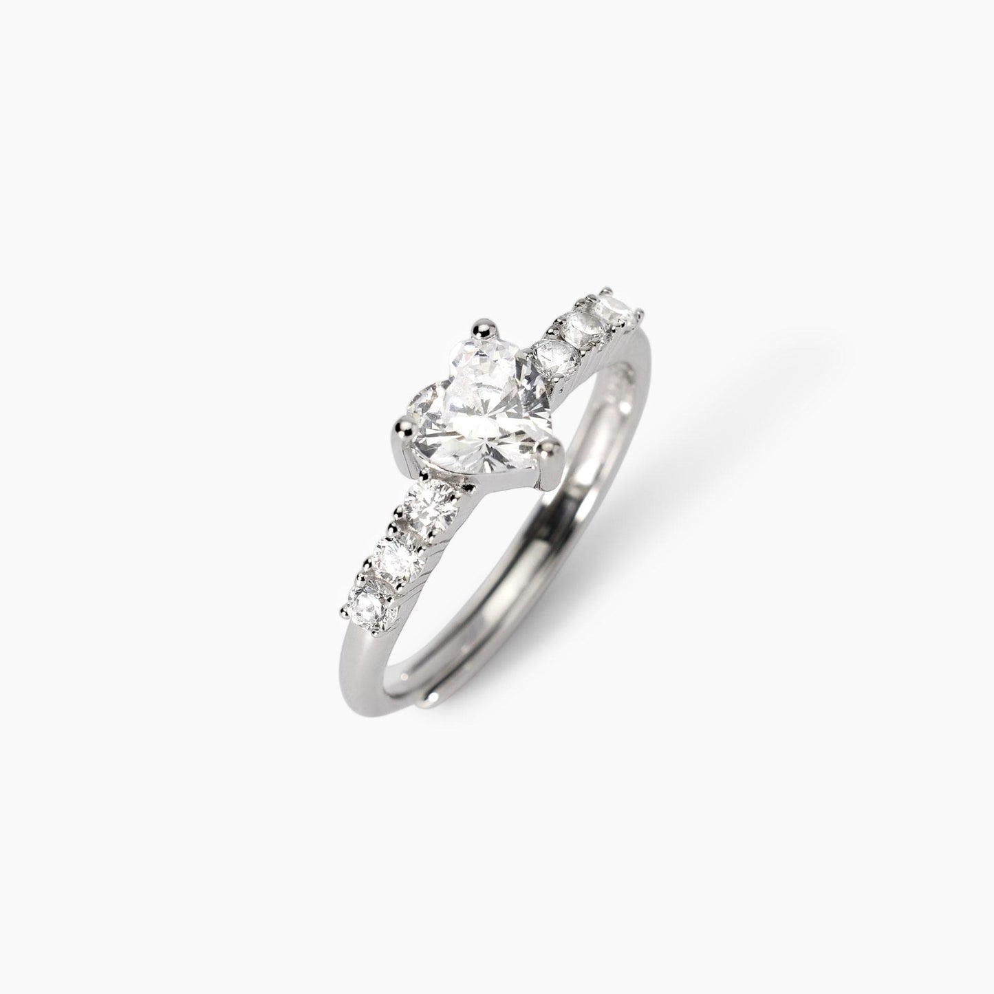 Anello regolabile con cuore in zirconi ROUGE