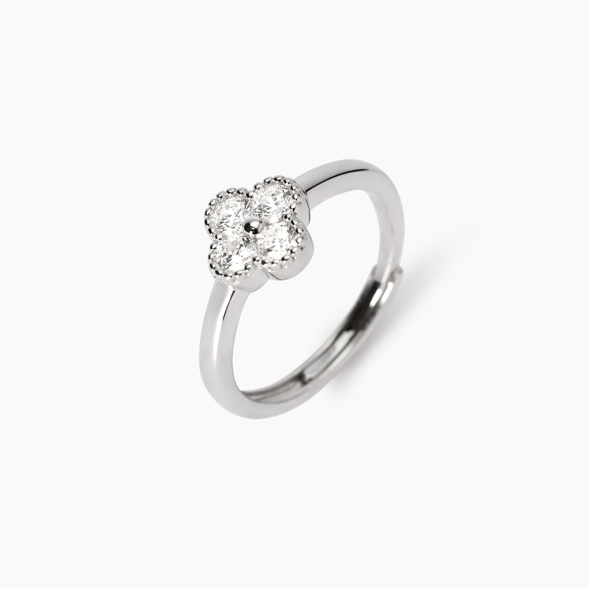 Anello in argento con fiore in zirconi JASMINE