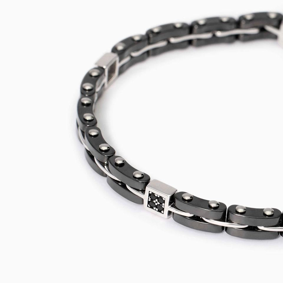 Bracciale con maglie in argento e ceramica OUTSIDE