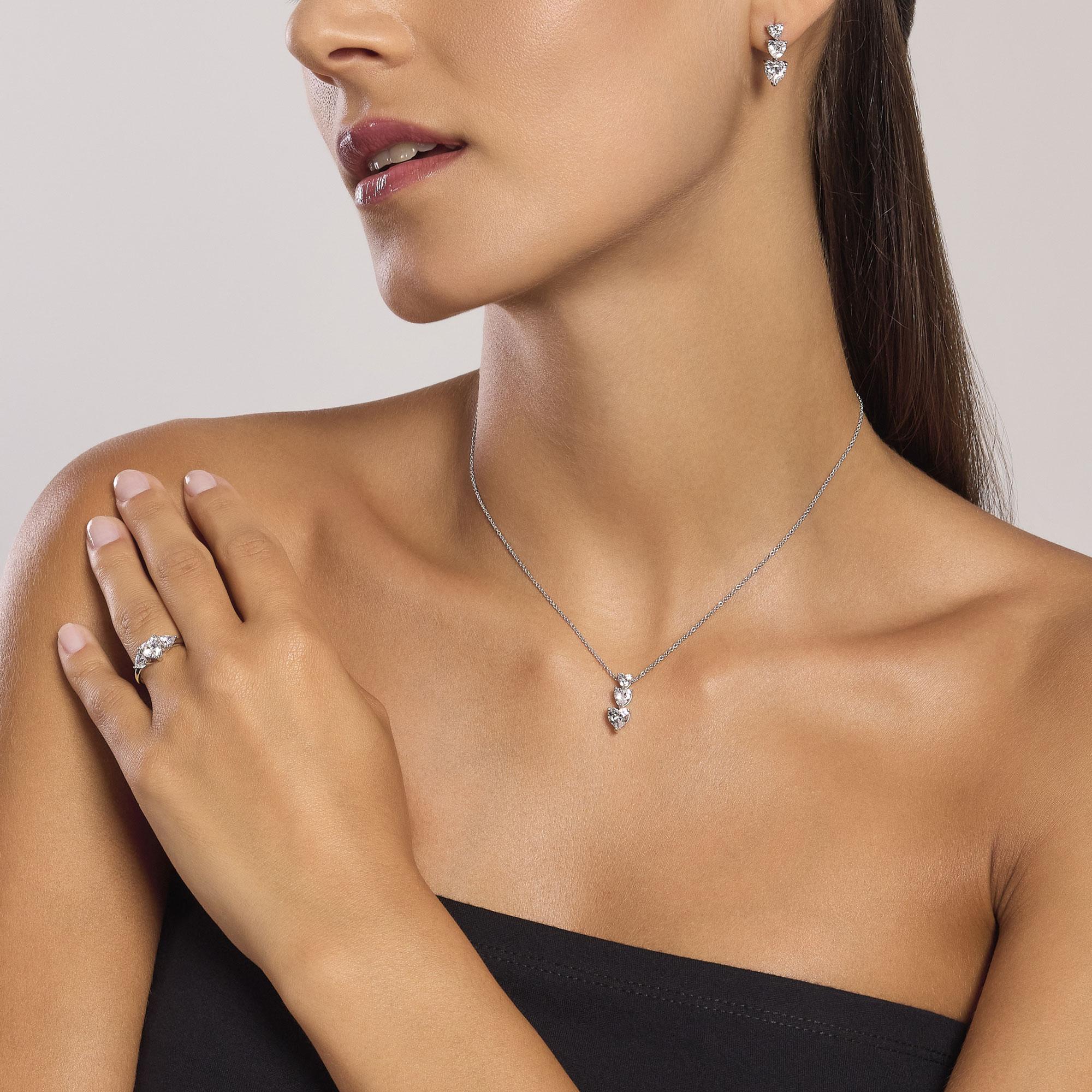 Girocollo in argento con zirconi cuore LOVELY