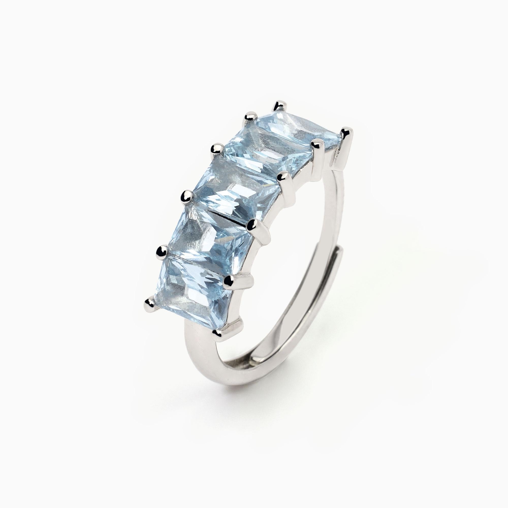 Anello donna in argento con acquamarine sintetiche VALENTINA