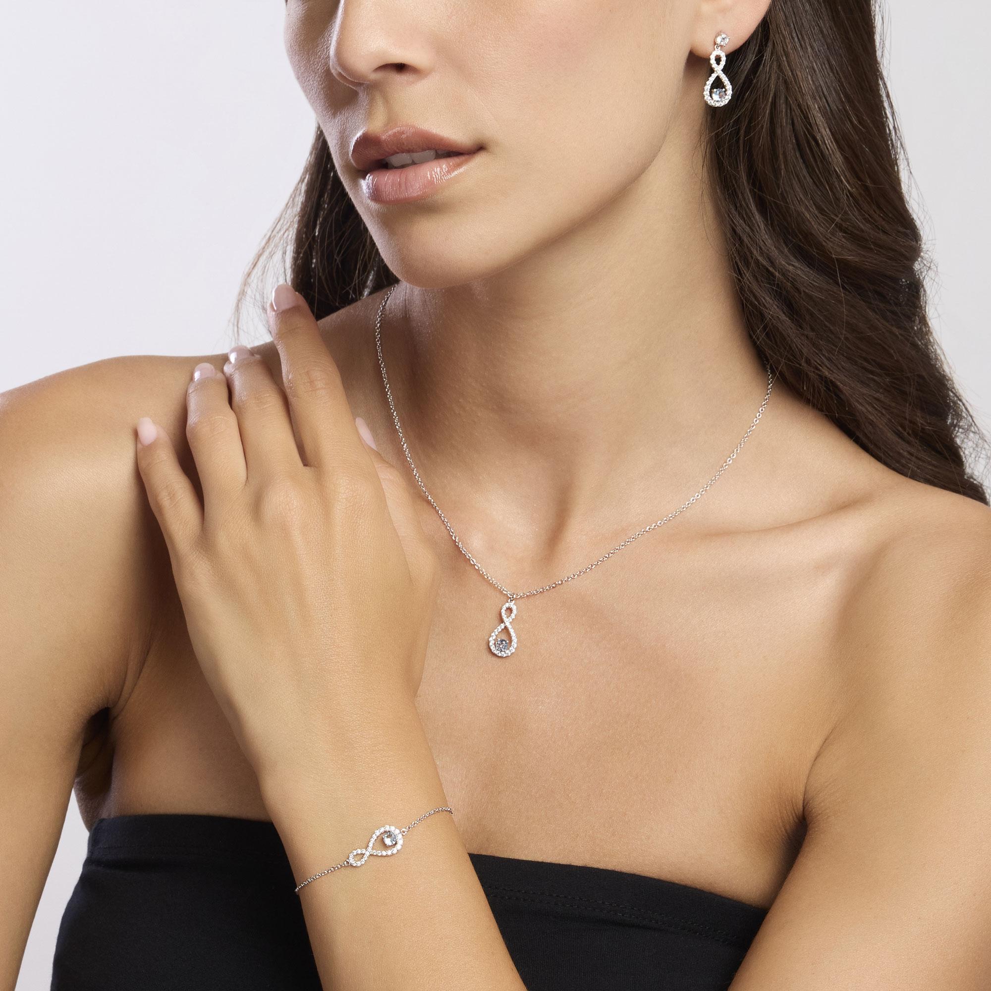 Bracciale in argento rodiato con catena forzatina e infinito ENDLESS