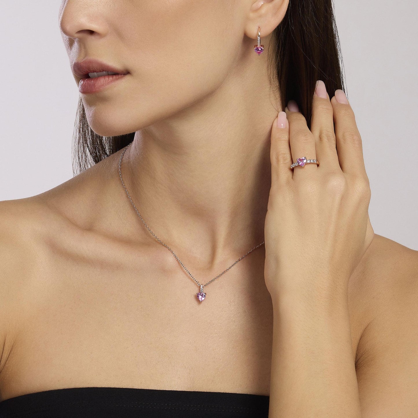 Anello donna con tormalina sintetica e zirconi ROUGE