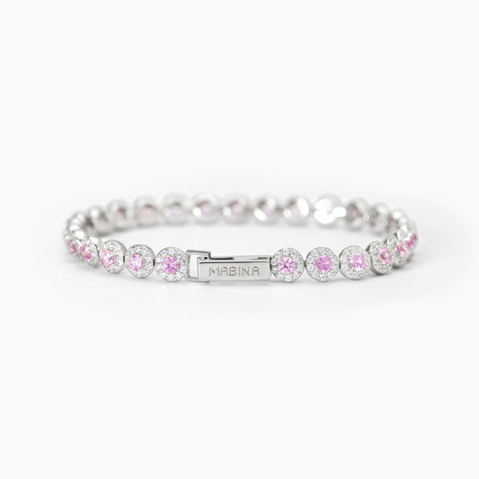 Bracciale tennis in argento con tormalina sintetica MILANESIENNE