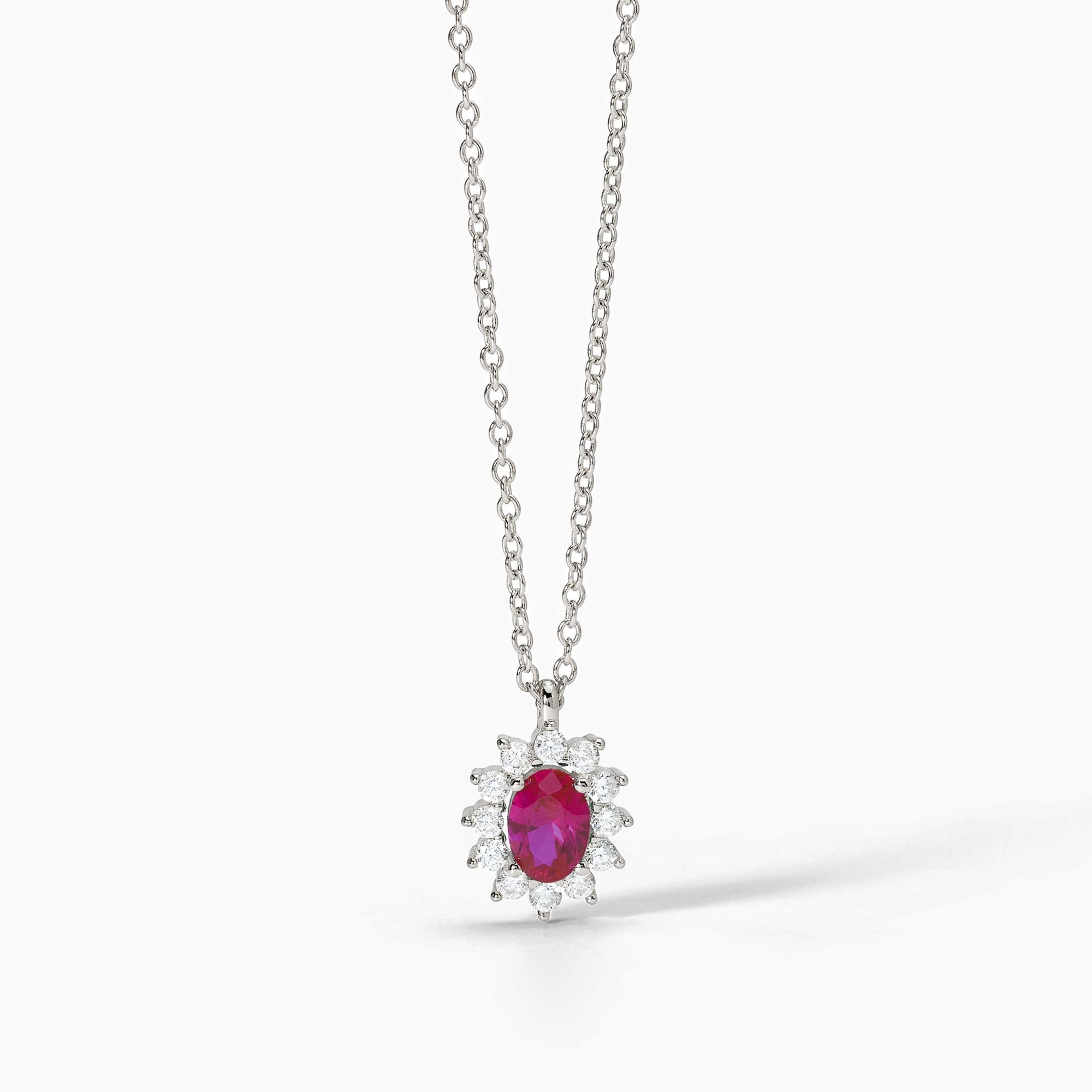 Girocollo in argento con rubino sintetico COOL OR RÉTRO?